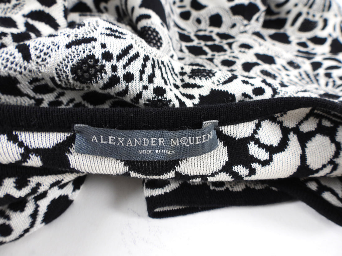 Alexander McQueen Black White Intarsia Knit Skater Dress - S