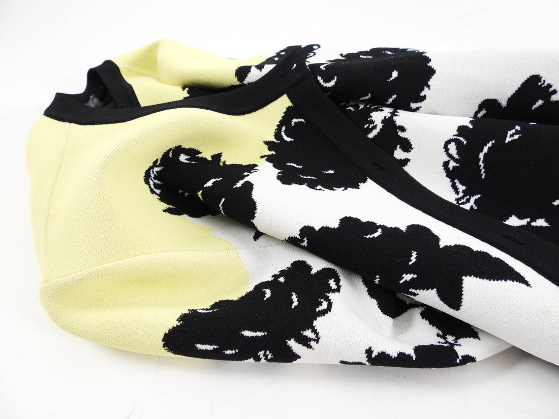 Alexander McQueen Yellow Black White Floral Knit Cardigan - M