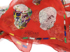 Alexander McQueen Red Silk Chiffon Skull Scarf