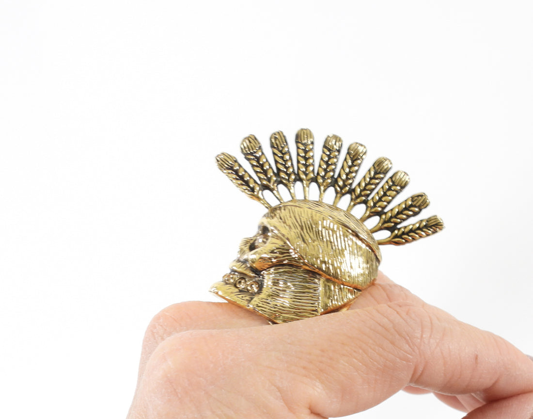 Alexander McQueen Brass Skull Statement Ring - 7