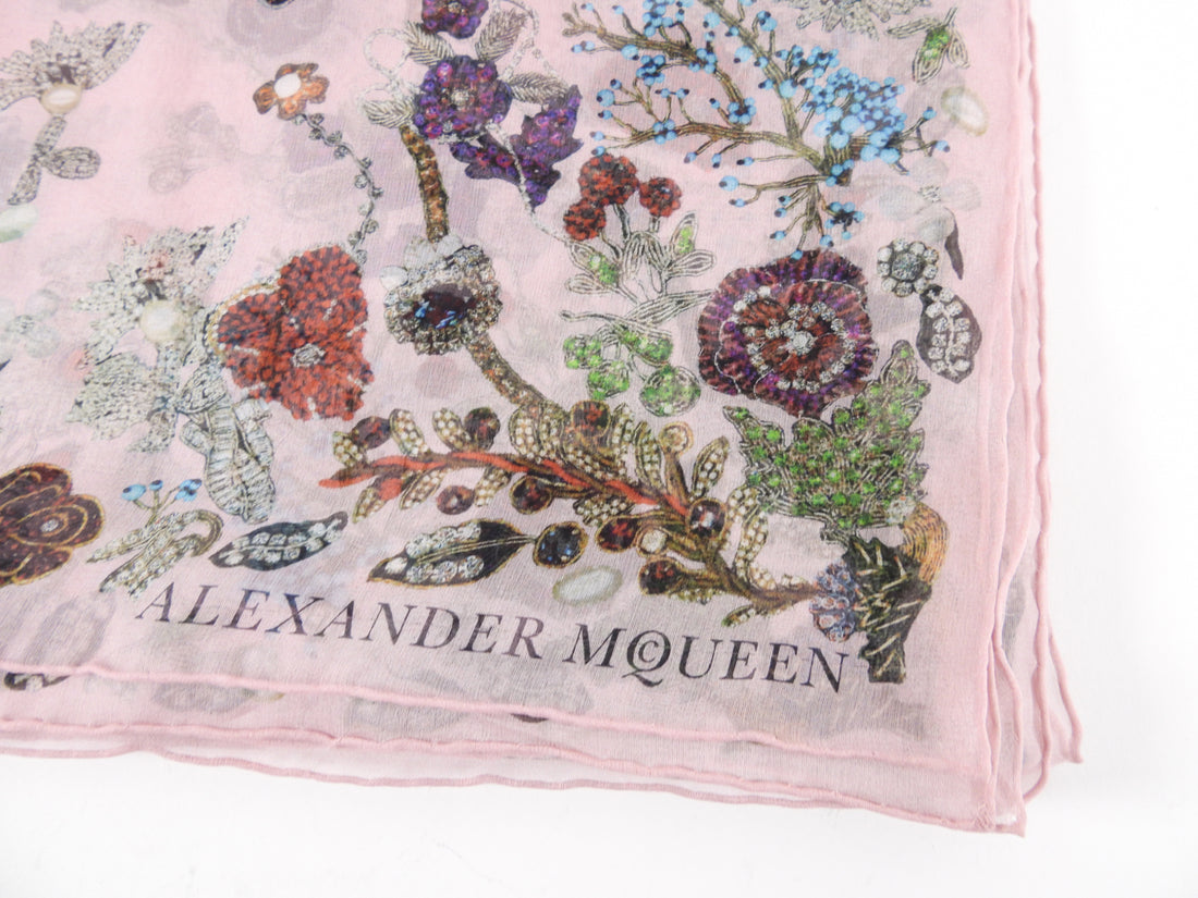 Alexander McQueen Pink Sheer Silk Chiffon Shawl Scarf