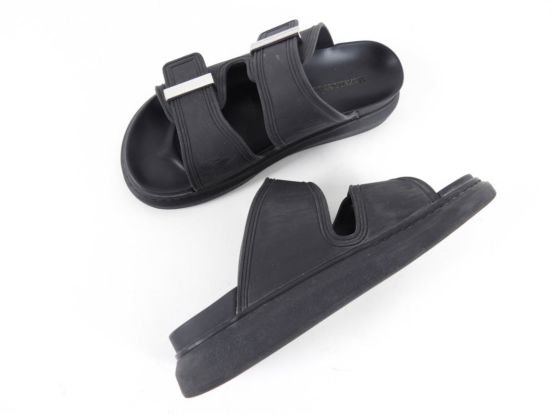 Alexander McQueen Black Rubber Sandals - 37