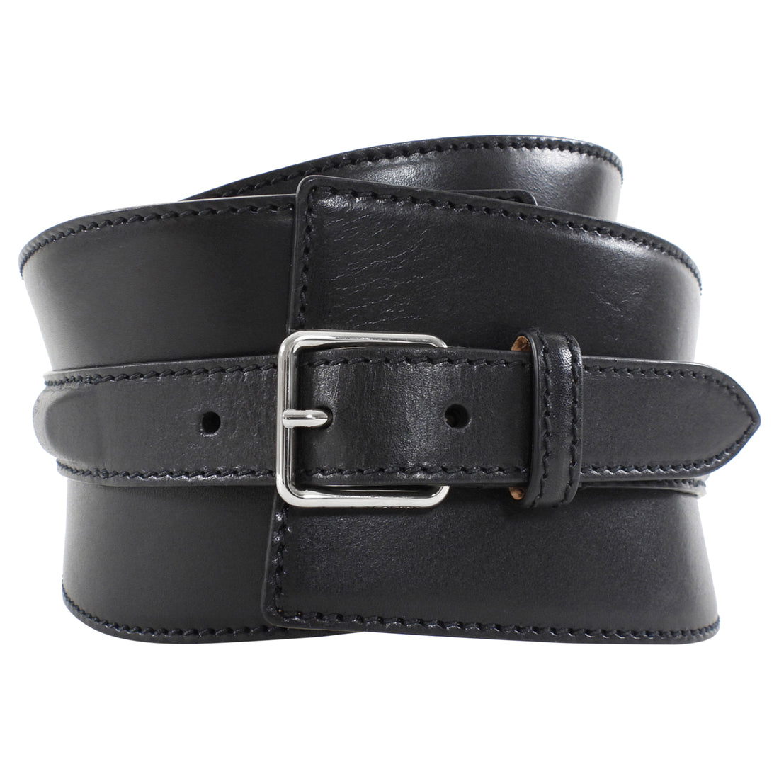 Alexander McQueen Black Leather Wide Waist Cincher Belt - 95 / 38