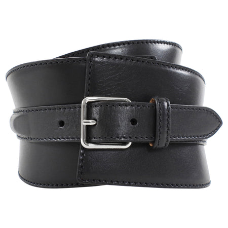 Alexander McQueen Black Leather Wide Waist Cincher Belt - 95 / 38