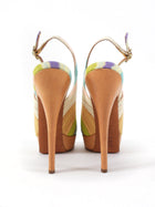 Missoni Multicolor Zig Zag Peep Toe Slingback Platform Pumps - 38