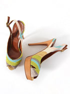 Missoni Multicolor Zig Zag Peep Toe Slingback Platform Pumps - 38
