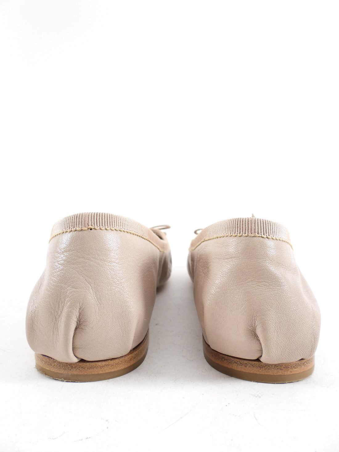 Miu Miu Beige Leather Ballerina Flat Shoes - 37