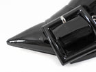 Miu Miu Black Patent Leather Buckle and Red Faux Fur Block Heels - 38
