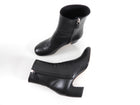 Miu Miu Black Block Heel Leather Ankle Boot - 37