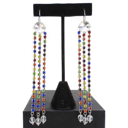 Miu Miu Multicolour Crystal Rhinestone Fringe Drop Earrings