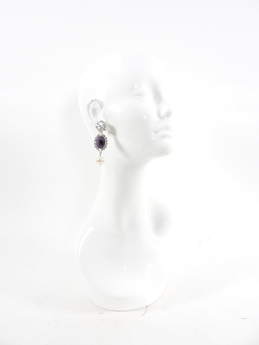 Miu Miu Swallow Bird Crystal Pearl Drop Earrings