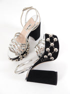 Miu Miu Silver Metallic Stud Chunky Platform Sandals - 36.5