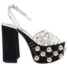 Miu Miu Silver Metallic Stud Chunky Platform Sandals - 36.5