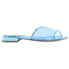 Miu Mu Blue Metallic Leather Clear Flat Sandals - 39.5