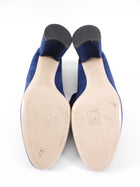 Miu Miu Navy Blue Suede Block Heel Ribbon Pumps - 40