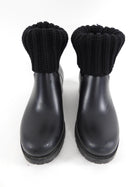 Moncler Black Rubber Ginette Knit Boots - 38