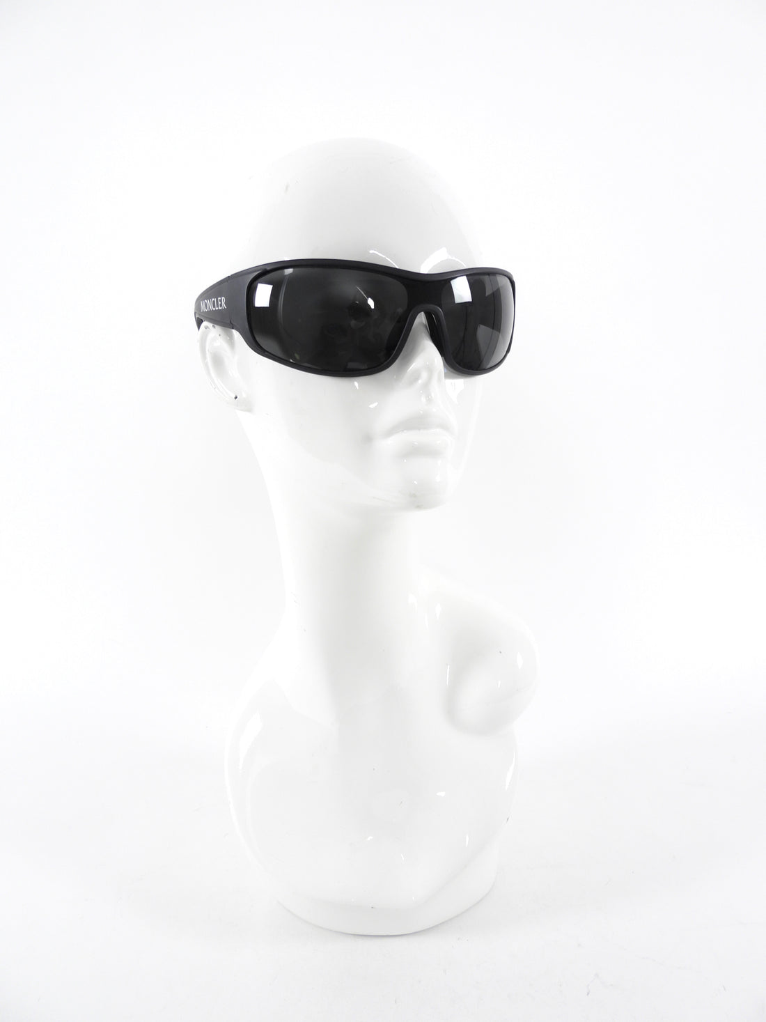 Moncler Black Wrap Sunglasses with Logo at Sides