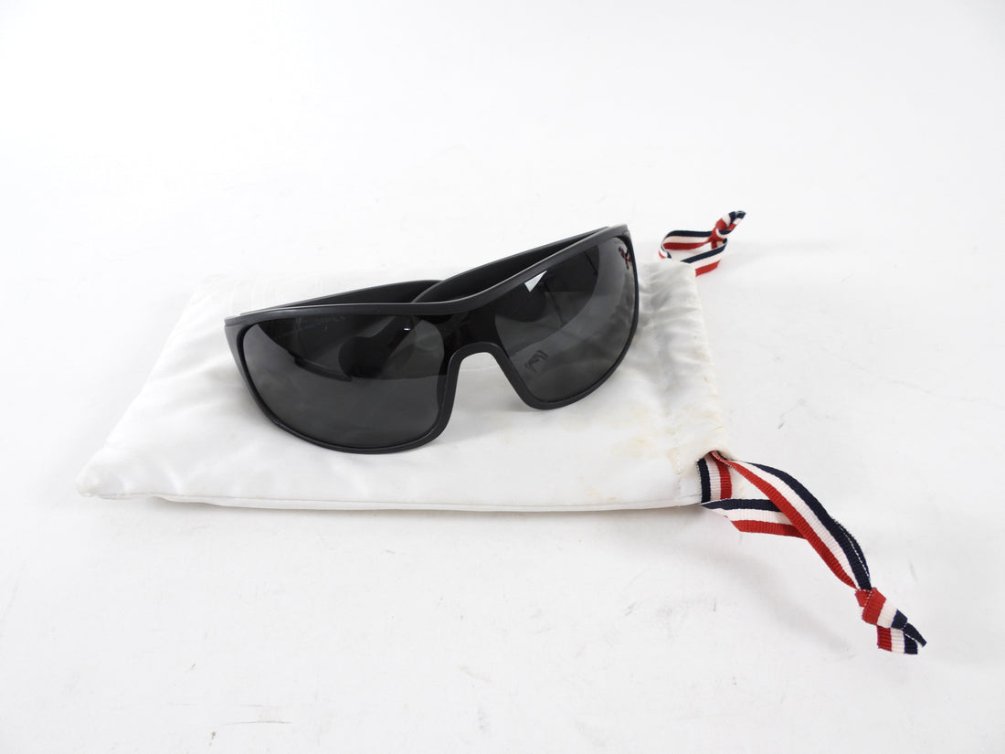 Moncler Black Wrap Sunglasses with Logo at Sides