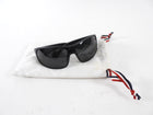 Moncler Black Wrap Sunglasses with Logo at Sides