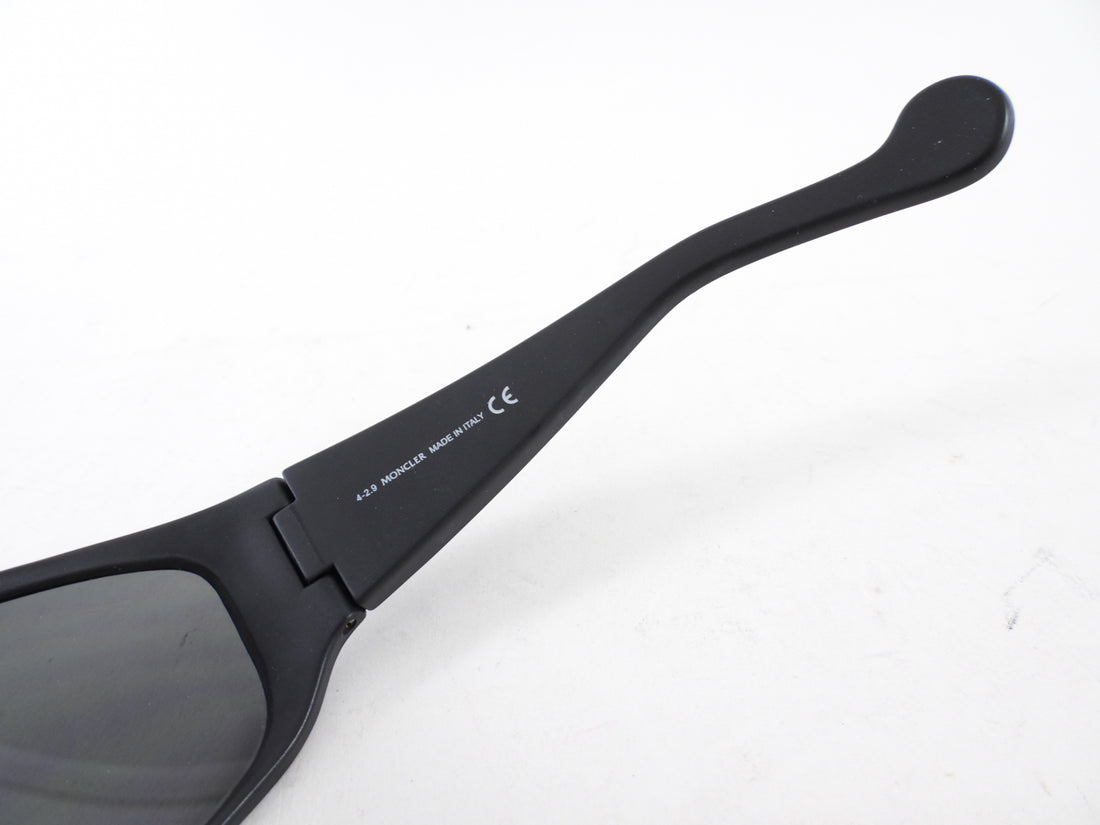 Moncler Black Wrap Sunglasses with Logo at Sides