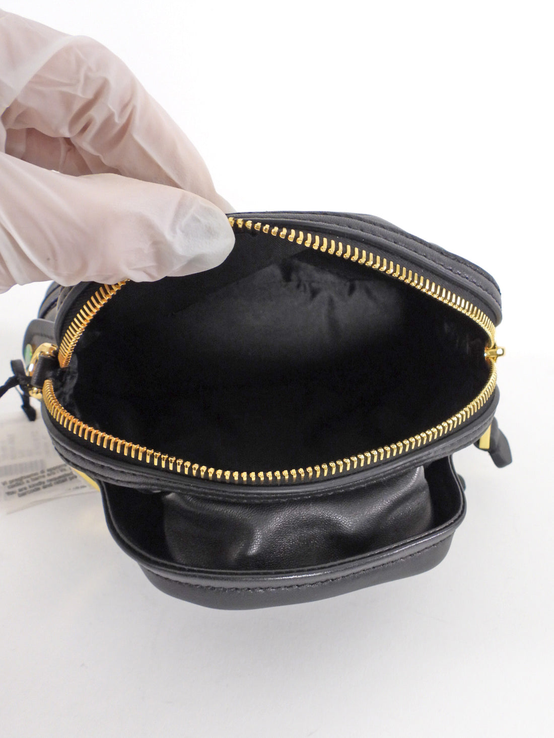 Moschino Couture Black Leather Biker Jacket Mini Chain Shoulder Bag