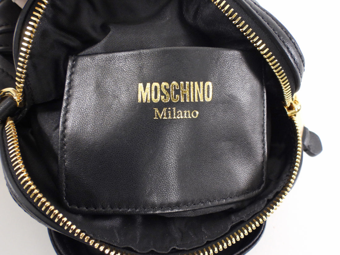 Moschino Couture Black Leather Biker Jacket Mini Chain Shoulder Bag