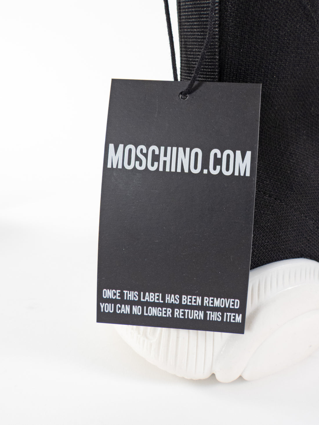 Moschino Couture Black and White Logo Teddy Sole High Top Sock Sneakers - 38