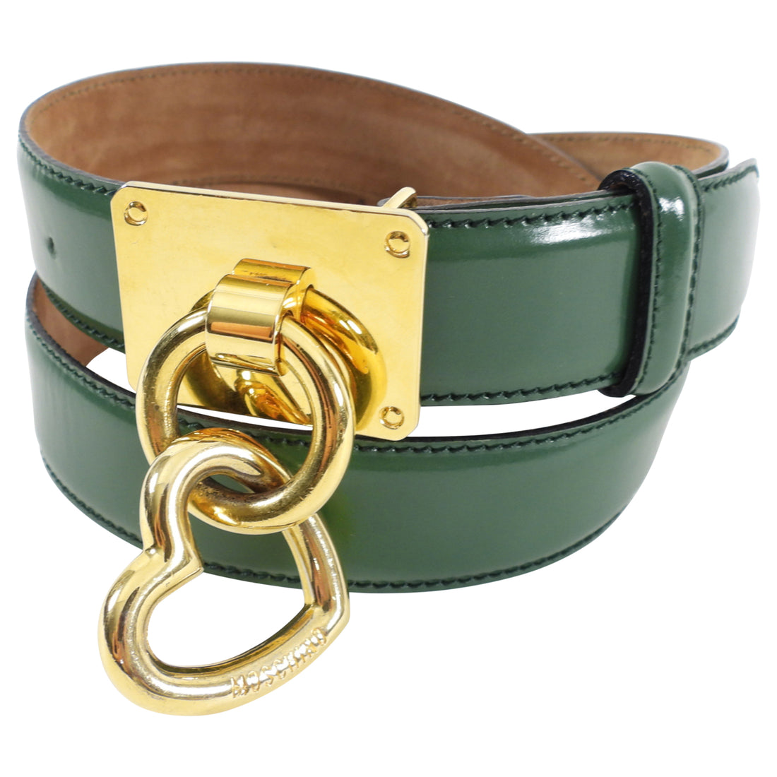 Moschino Vintage Green Leather Gold Heart Charm Belt - 29-31 – I MISS YOU  VINTAGE
