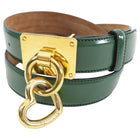 Moschino Vintage Green Leather Gold Heart Charm Belt - 29-31
