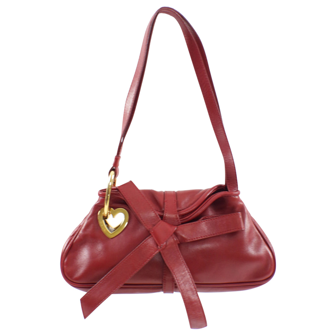 Moschino Red Lambskin Leather Mini Bag with Heart Detail