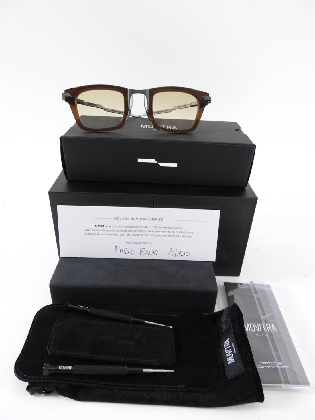 Movitra Mario Black Limited Edition Square Acetate and Metal Sunglasses