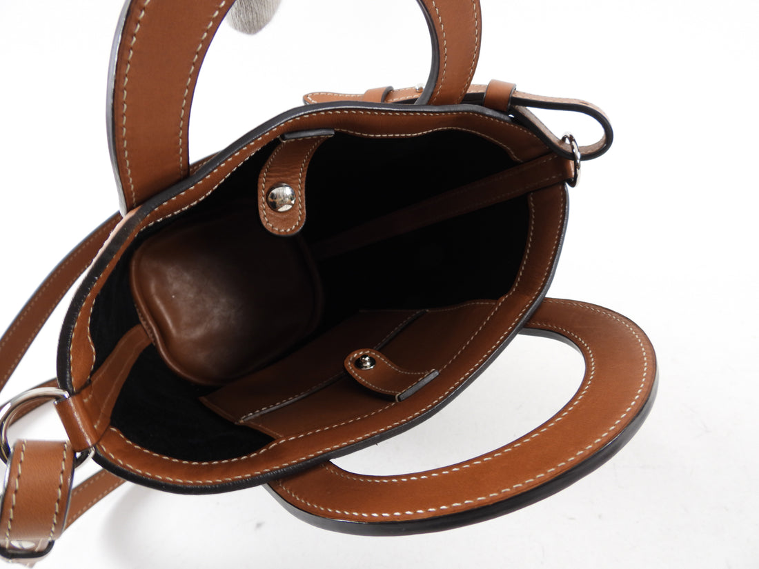 Moynat Brown Logo Canvas Bucket Bag