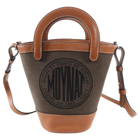 Moynat Brown Logo Canvas Bucket Bag