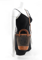 Moynat Brown Logo Canvas Bucket Bag