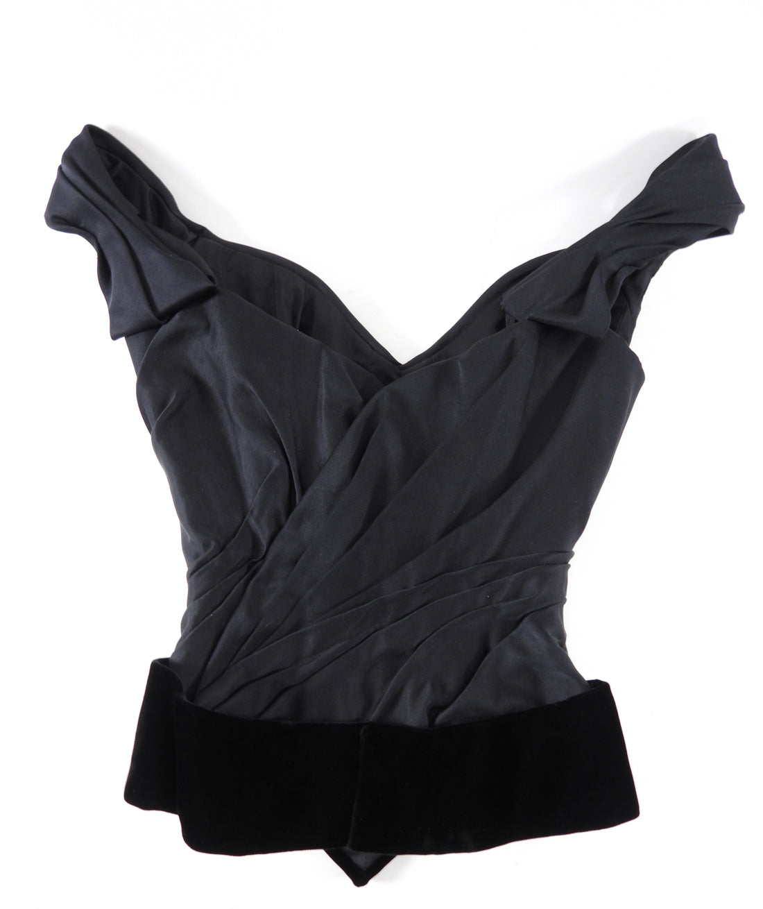 Mr. Pearl Haute Couture Vintage 2001 Black Silk Satin Corset - S