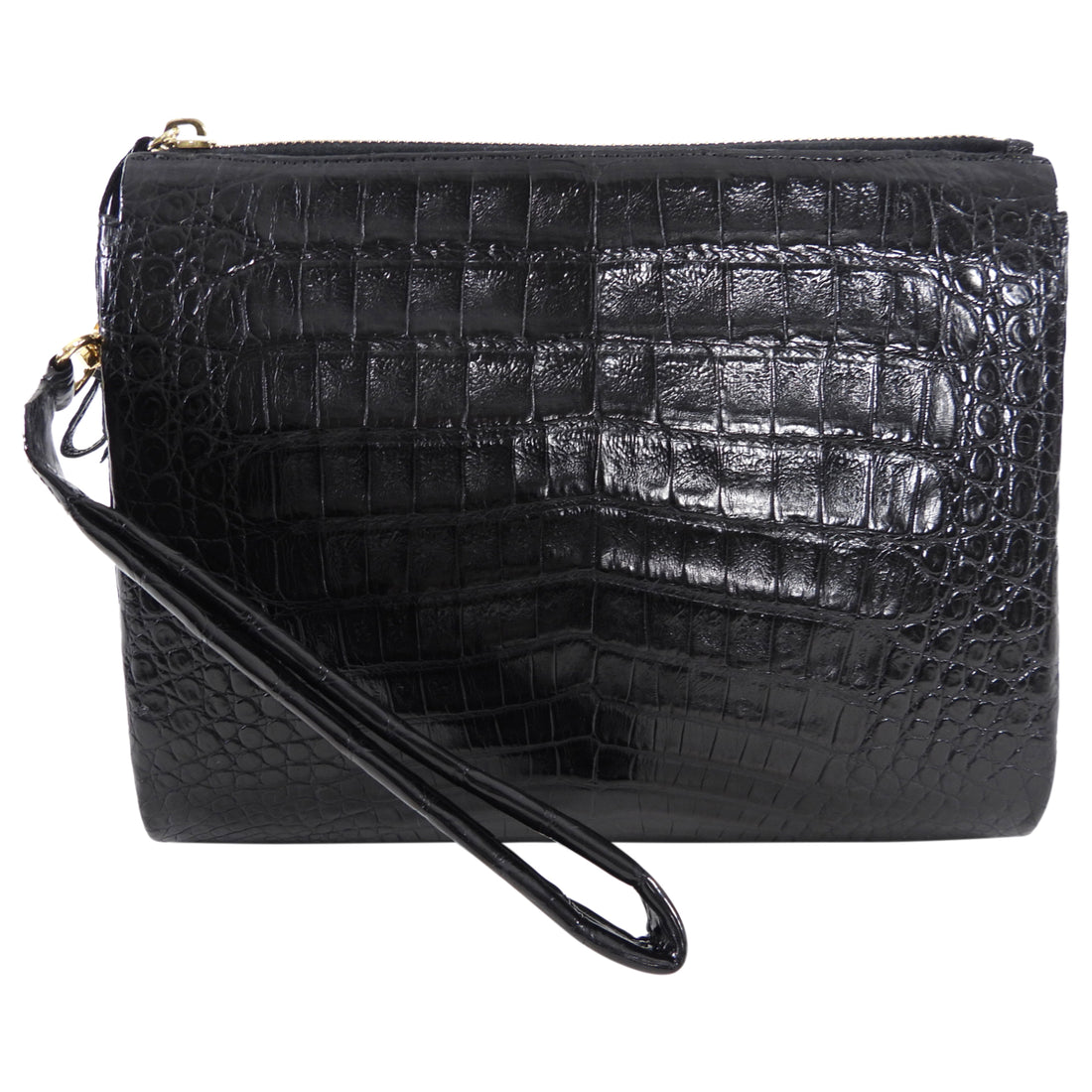 Nancy Gonzalez Black Crocodile Wristlet Bag