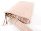 Nancy Gonzalez Nude Pink Crocodile Wristlet Bag