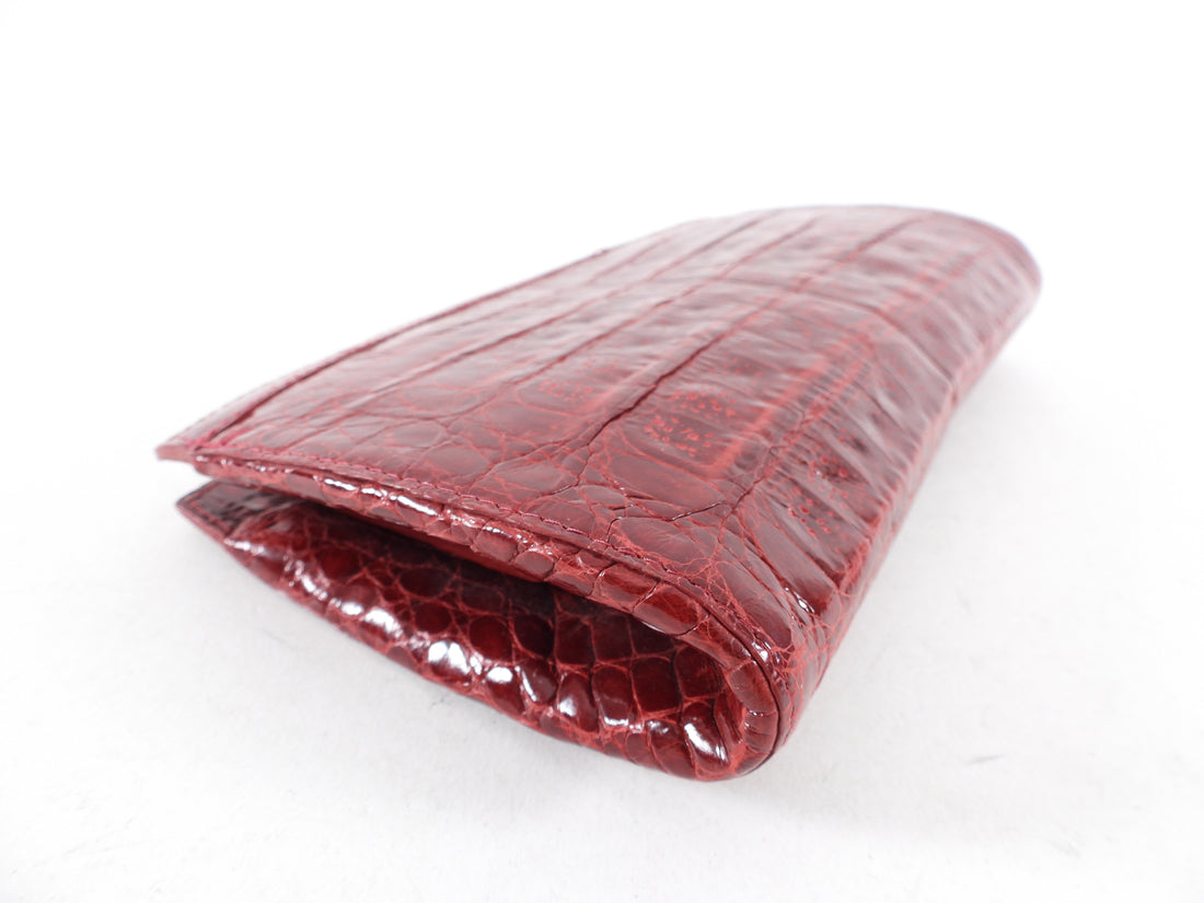 Nancy Gonzalez Dark Red Crocodile Mini Evening Clutch Bag