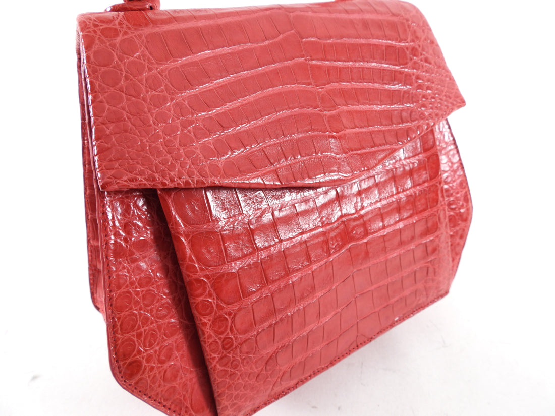 Nancy Gonzalez Red Crocodile Two Way Top Handle Bag