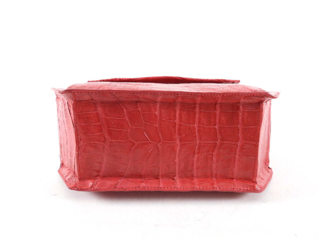 Nancy Gonzalez Red Crocodile Two Way Top Handle Bag