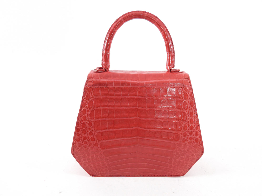 Nancy Gonzalez Red Crocodile Two Way Top Handle Bag