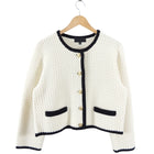 Nili Lotal Ivory and Black Knit Perah Sweater Jacket - M