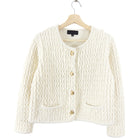 Nili Lotan Bridget Ivory Chunky Wool Knit Jacket - M