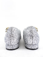 No. 21 Silver Glitter and Gold Chain T-Strap Mary Jane Flats - 39