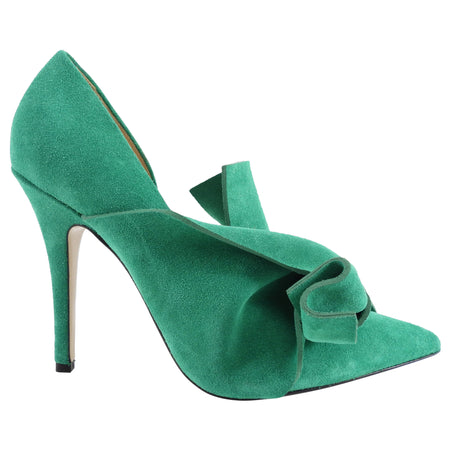 No. 21 Green Suede Bow Tie Pumps - 38.5 / 8