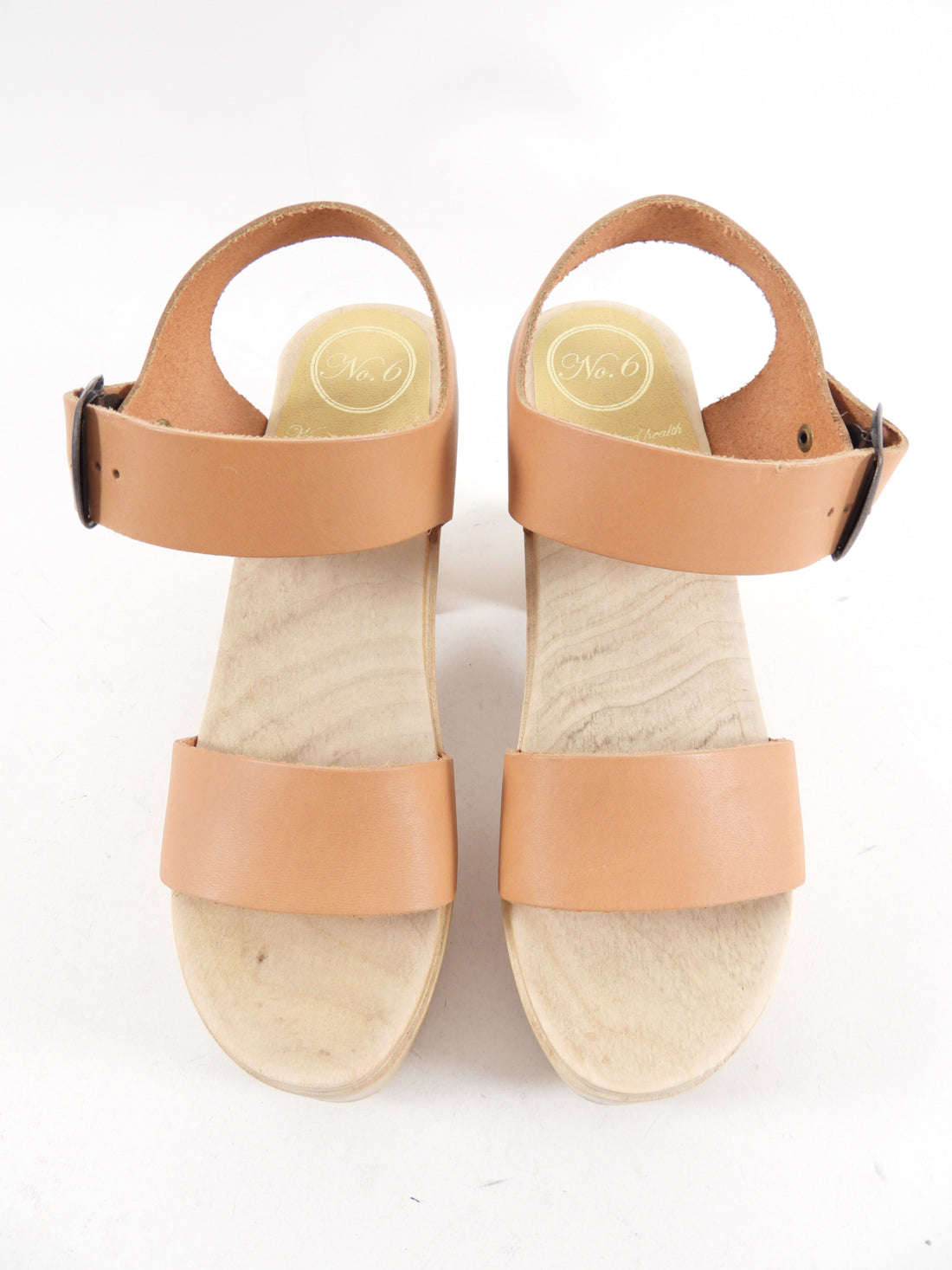 No 6 Store Wood Clogs with Light Tan Leather Upper 37