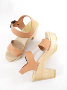 No 6 Store Wood Clogs with Light Tan Leather Upper 37