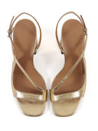 Nomasei Gold Metallic Block Heel Slingback Sandals - 37