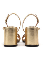Nomasei Gold Metallic Block Heel Slingback Sandals - 37