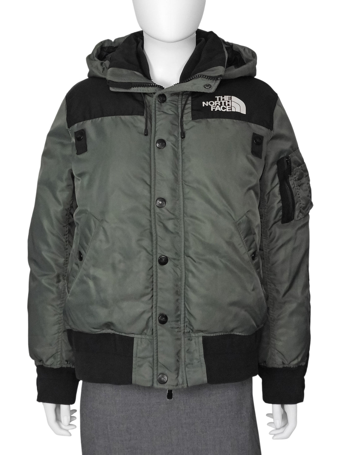 Sacai x The North Face Green and Black Hooded Bomber Jacket - S